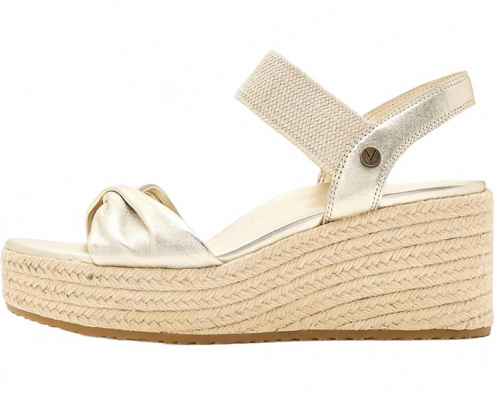 NEW VIONIC women's darla espadrille wedge sandal in gold leather